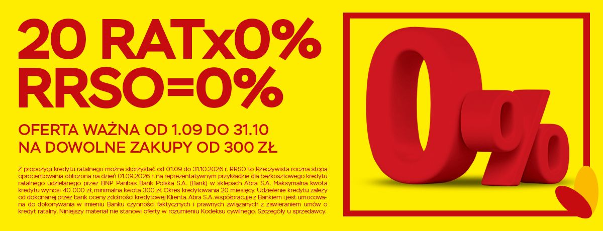 Raty 20x0% na dowolne zakupy od 300 zł